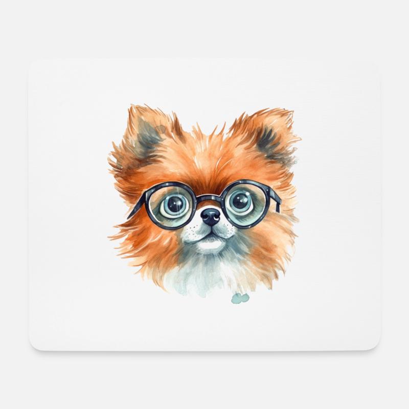 Zwergspitz Wasserfarben Zeichnung - Mousepad (Querformat) - Weiß