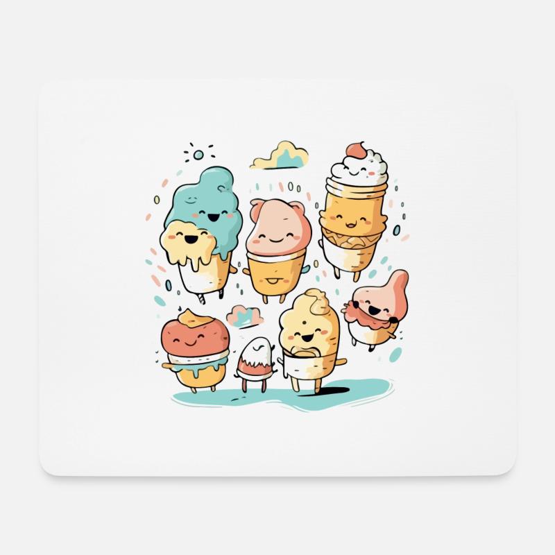 Kawaii-Eis - Mousepad (Querformat) - Weiß
