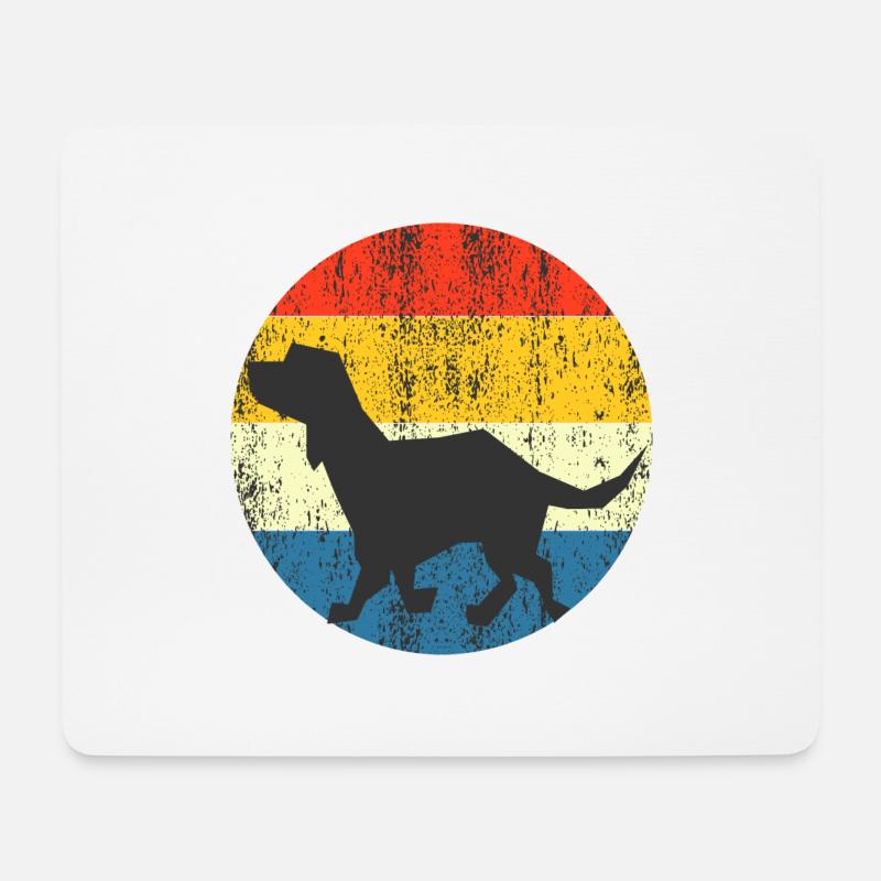 Vintage Hund Retro Sonnenuntergang - Mousepad (Querformat) - Weiß