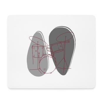 "Schlagzeug", Boho Line Art Design, Serie "Music" - Mousepad (Querformat) - Weiß - Vorne