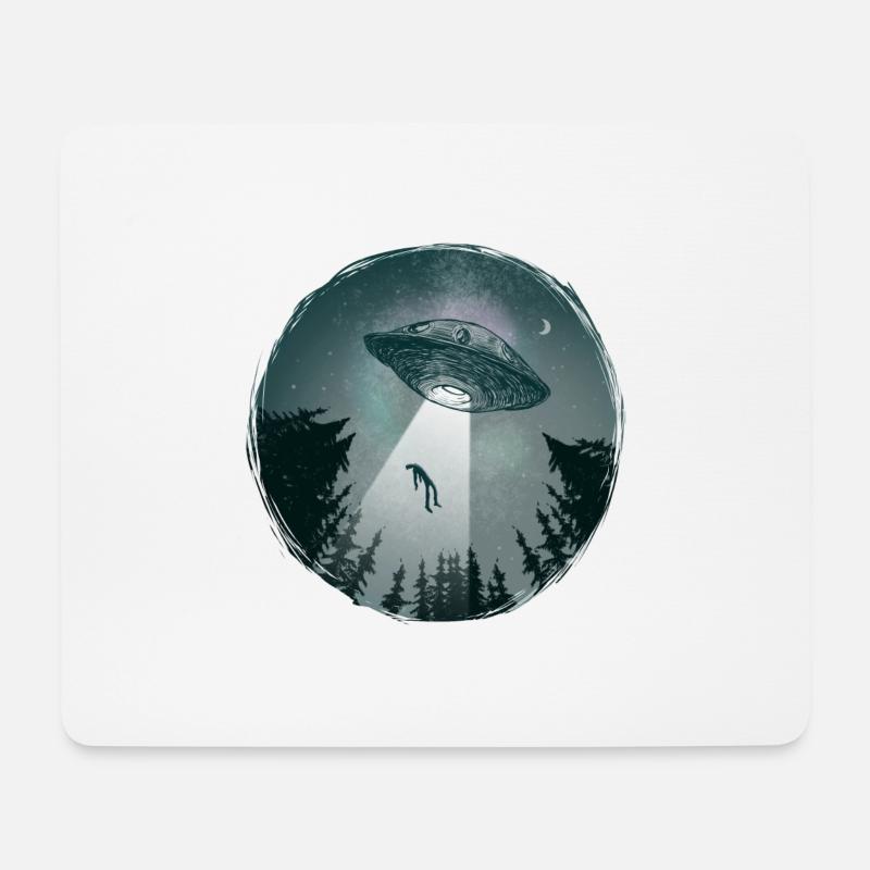 UFO round - Mousepad (Querformat) - Weiß