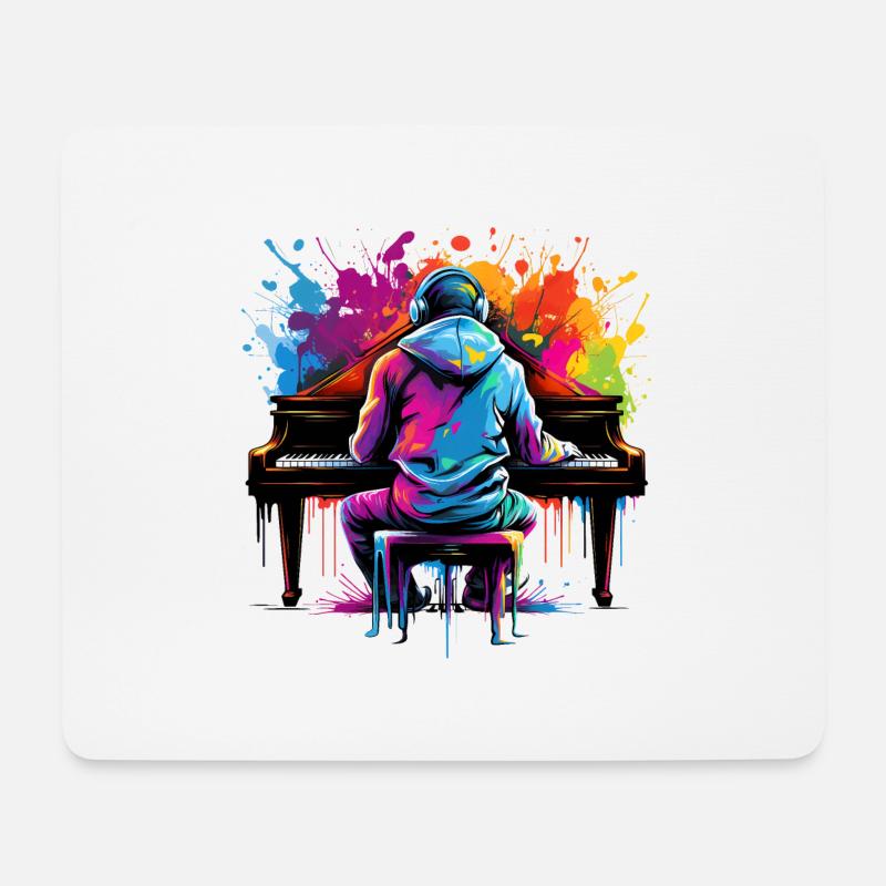 Keyboard player with headphones graffiti style - Mouse Pad (horizontal) - white