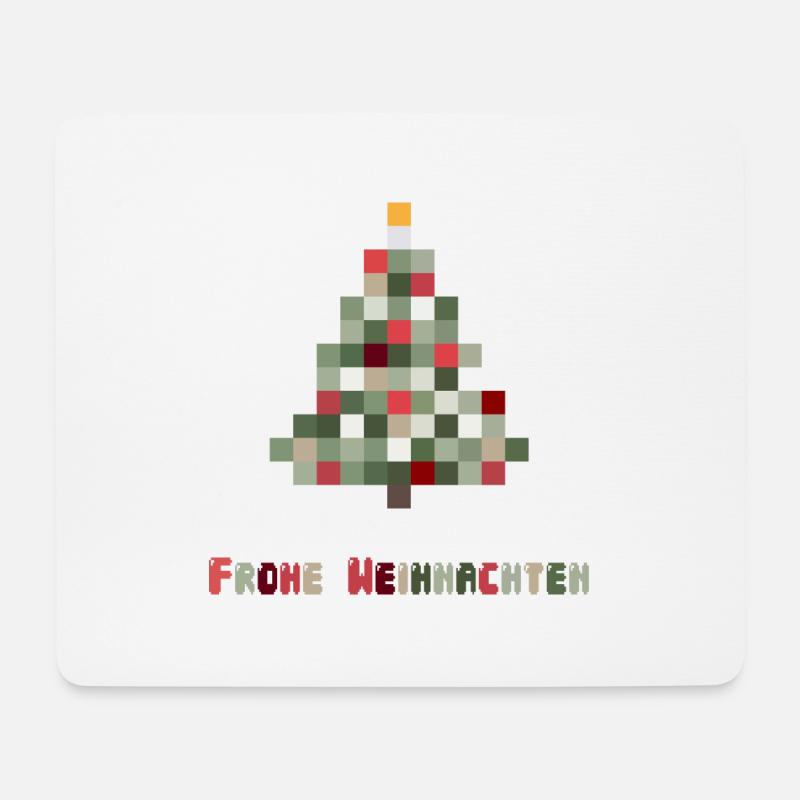 Frohe Weihnachten 8-Bit Retro Tannenbaum - Mousepad (Querformat) - Weiß
