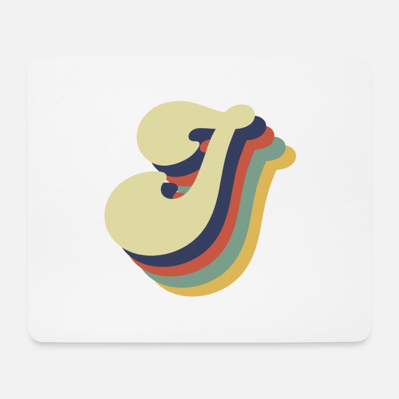 Retro J Buchstabe - Mousepad (Querformat) - Weiß