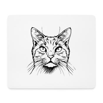 Katze, Katzenmotiv, Katzengesicht - Mousepad (Querformat) - Weiß - Vorne