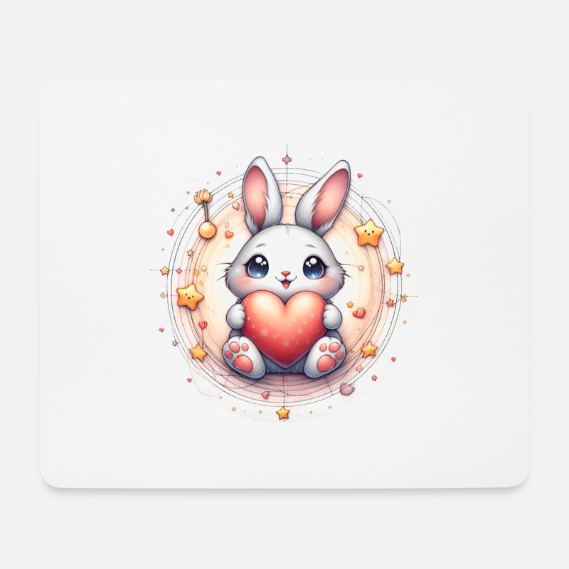 Hase mit Herz - Mousepad (Querformat) - Weiß