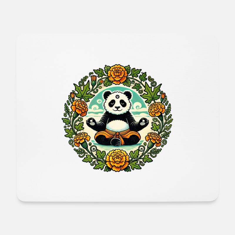 Zen Panda Bär - Mousepad (Querformat) - Weiß