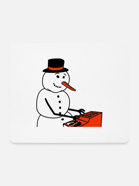 Winter DJ Schneemann Mixer Mischpult Musik Party - Mousepad (Querformat) - Weiß
