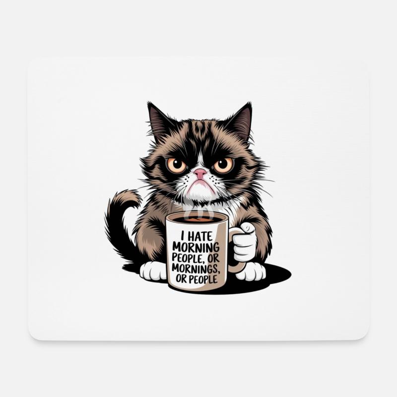 I hate morning people or mornings or people - Mousepad (Querformat) - Weiß