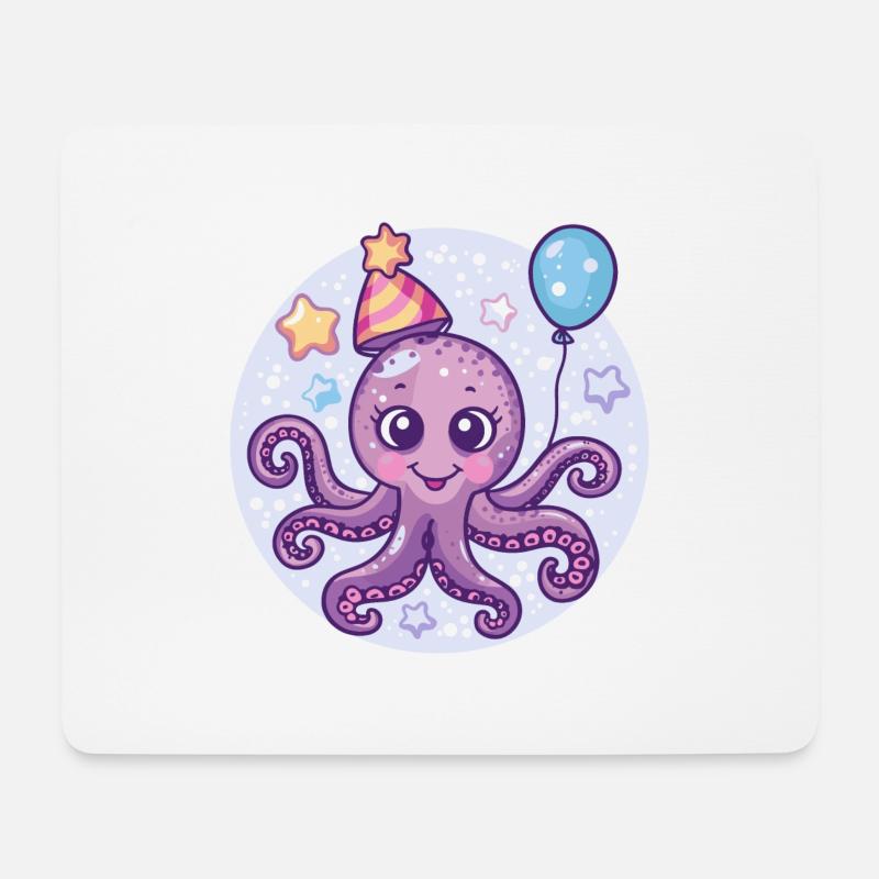 Oktopus Geburtstag Baby - Mousepad (Querformat) - Weiß