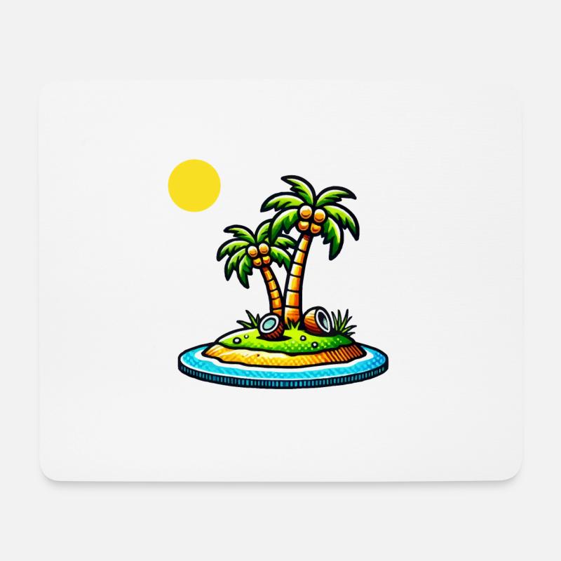 Palmen Insel - Mousepad (Querformat) - Weiß