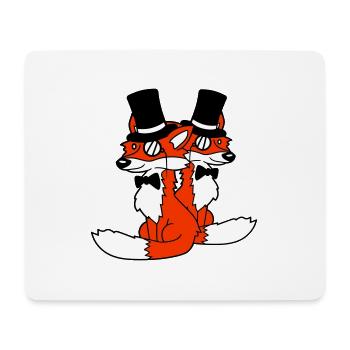 2 Foxes Friends Top Hat Men's Monocle Glasses - Mouse Pad (horizontal) - white - Front