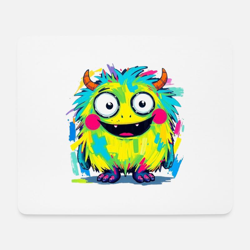 Bunte Monsterkunst - Niedlicher & verspielter Charakter - Mousepad (Querformat) - Weiß
