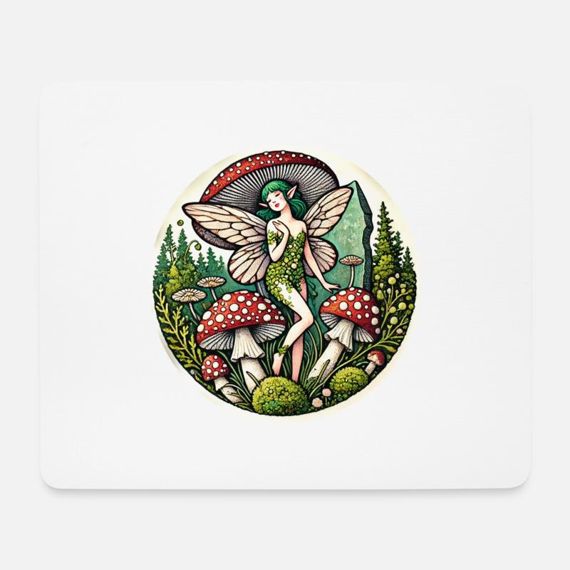 Pilz-Fee - Mousepad (Querformat) - Weiß