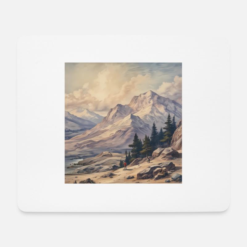 Wanderer im goldenen Gebirge - Mousepad (Querformat) - Weiß