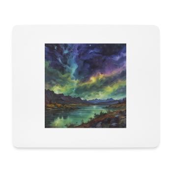 Polarlicht über dem stillen See - Mousepad (Querformat) - Weiß - Vorne