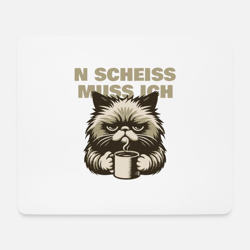 N Scheiss muss ich - Katze - Mousepad (Querformat) - Weiß