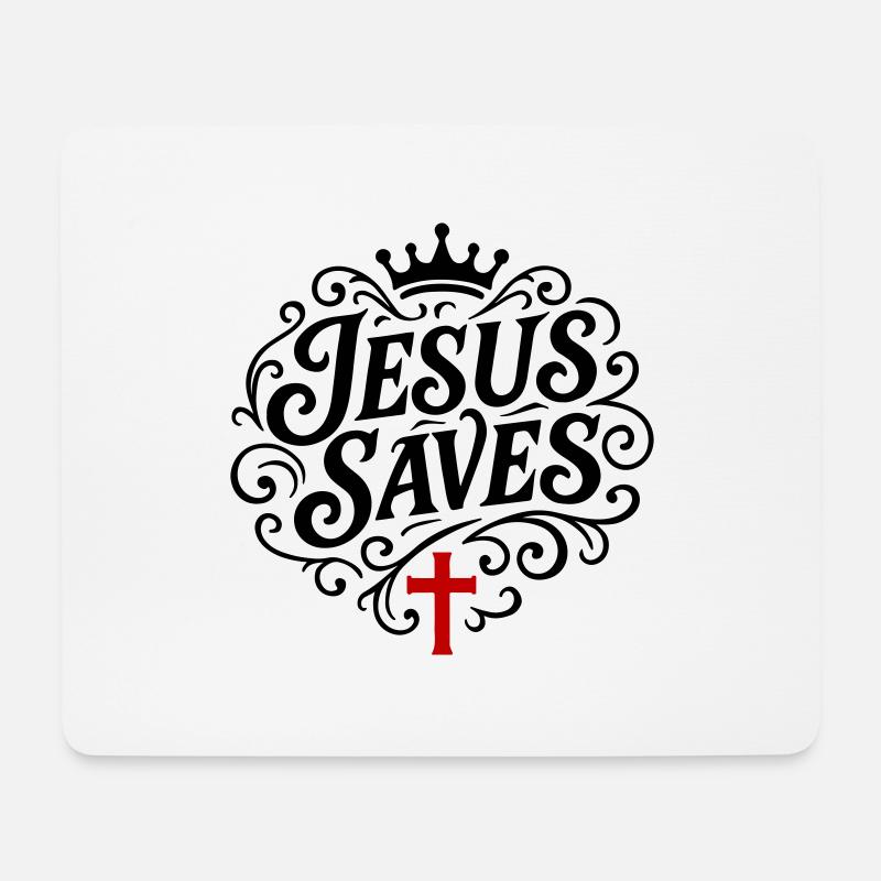 Jesus Rettet Christlich - Mousepad (Querformat) - Weiß