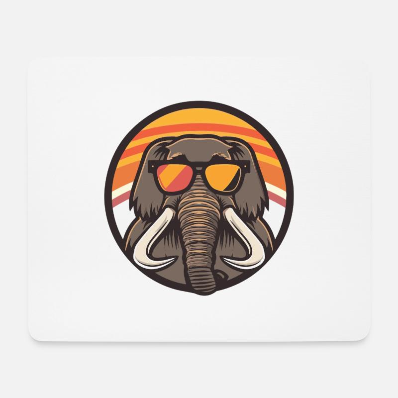 Mammut Comic Elefant Cool - Mousepad (Querformat) - Weiß