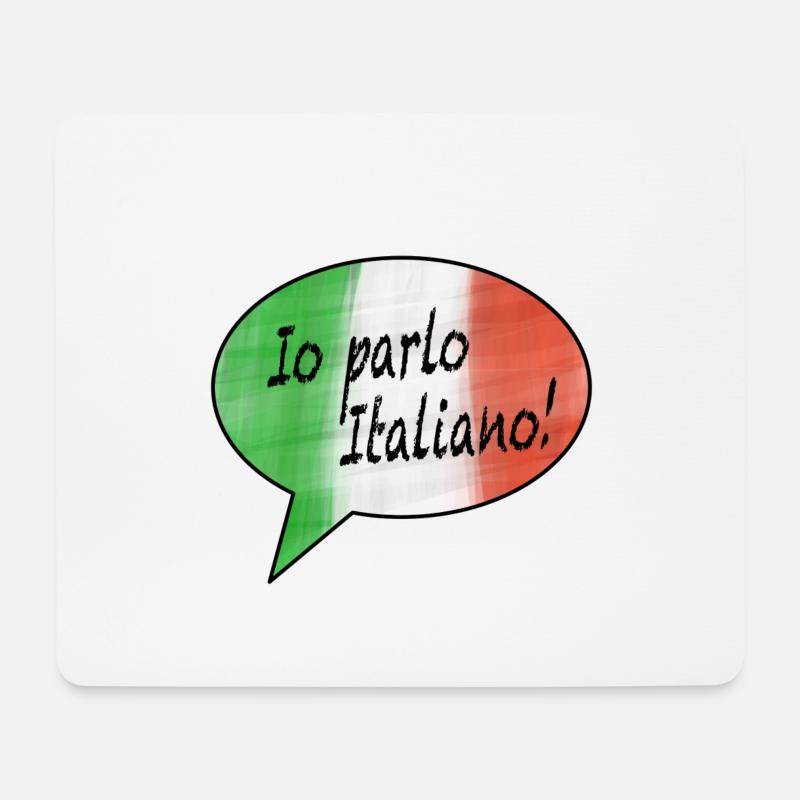 Ich spreche Italienisch mit Flagge als Sprechblase - Mousepad (Querformat) - Weiß