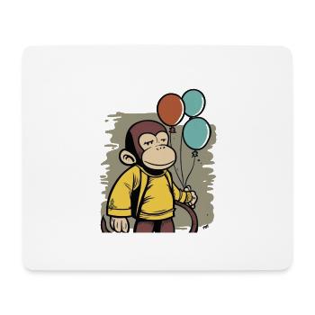 Monkey holds balloons birthday shirt - Mouse Pad (horizontal) - white - Front