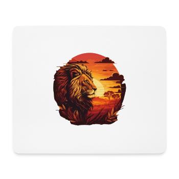 Lion in setting sun Serengeti - Mouse Pad (horizontal) - white - Front