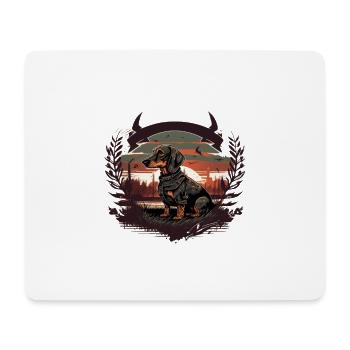 Dackel Jagdhund mit Sonne - Mousepad (Querformat) - Weiß - Vorne