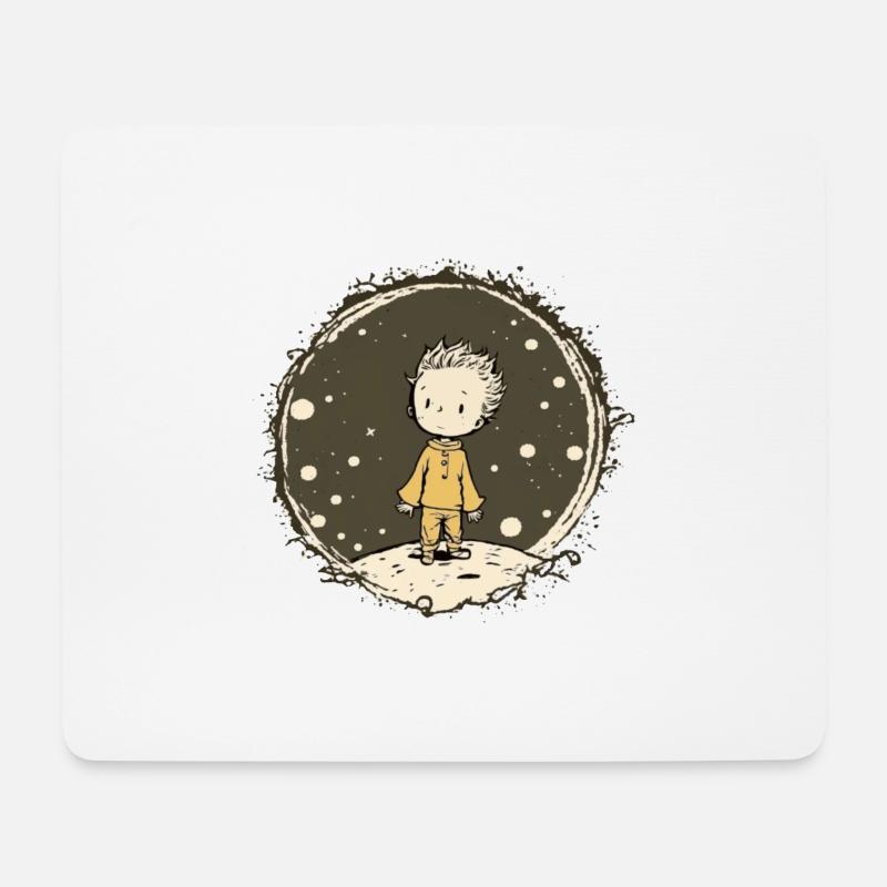 Junger Prinz auf dem Mond Sternenhimmel - Mousepad (Querformat) - Weiß