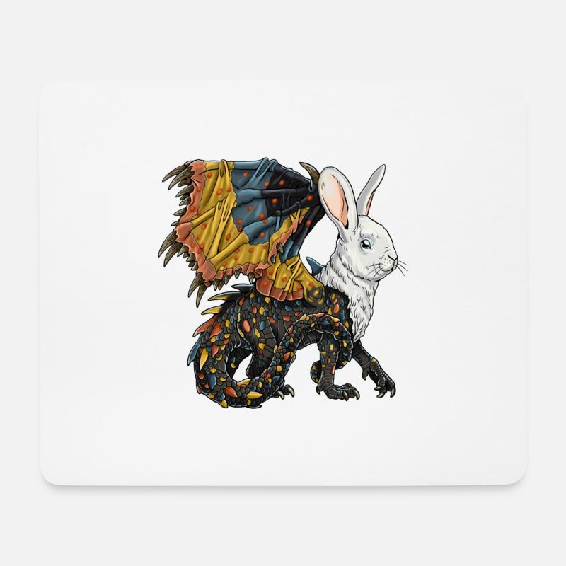 Phantastisches Lebewesen: halb Drache, halb Hase. - Mousepad (Querformat) - Weiß