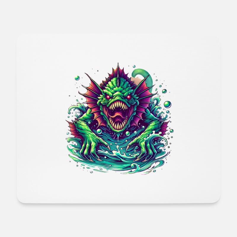 Aquatic Monster Tiefsee-Horror - Mousepad (Querformat) - Weiß