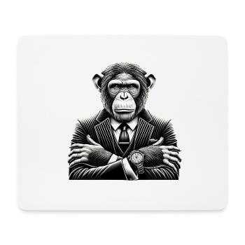 Chimpanzee in Suit Bold Monochrome Art - Mouse Pad (horizontal) - white - Front