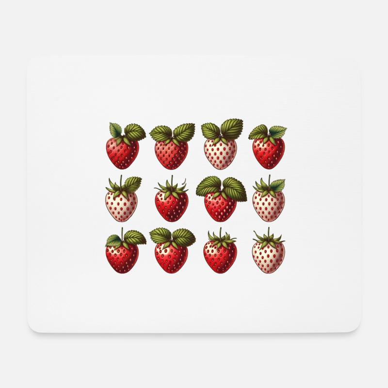 Erdbeer Retro T-Shirt – Vintage Frucht Design - Mousepad (Querformat) - Weiß