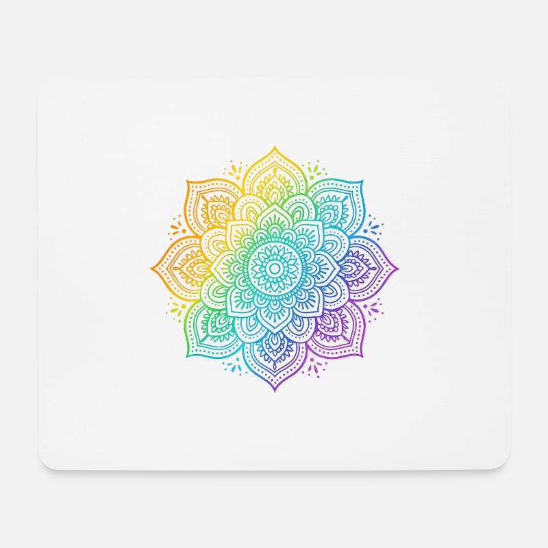 A T shirt design displays a mandala in vivid ra - Mousepad (Querformat) - Weiß