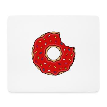 Donut mit Biss in rot mit bunten Zuckerstreuseln - Mousepad (Querformat) - Weiß - Vorne