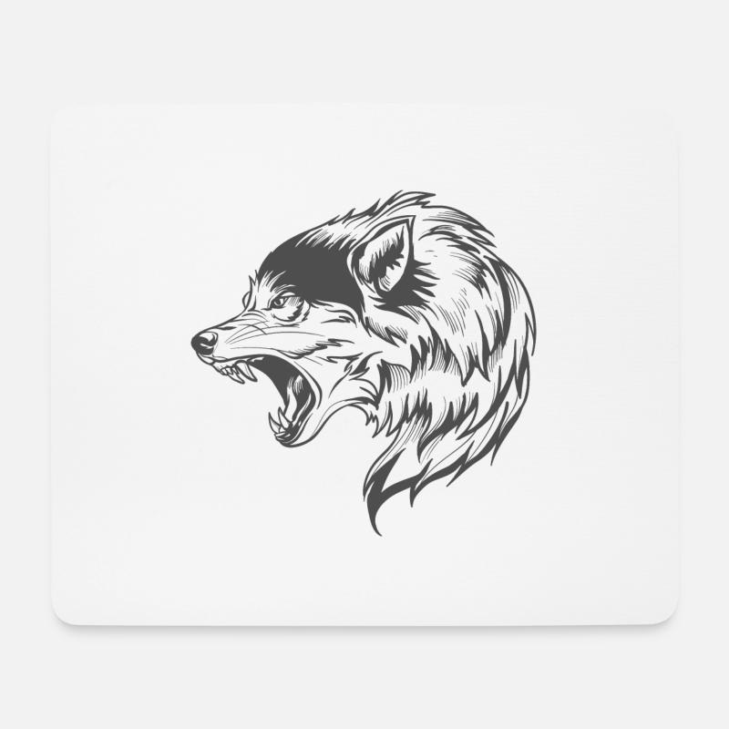 wolf - Mousepad (Querformat) - Weiß