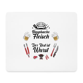 Hauptsache Fleisch Grillen Grillmeister Geschenk - Mousepad (Querformat) - Weiß - Vorne