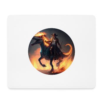 Indiana Jones reitet auf Dinosaurier T-Rex - Mousepad (Querformat) - Weiß - Vorne