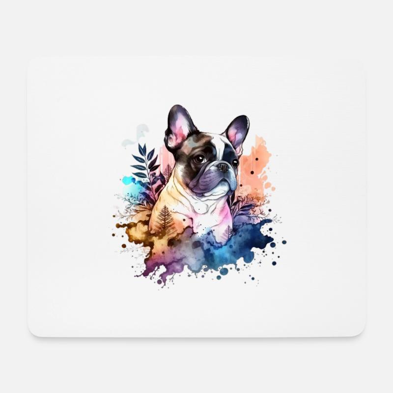 Französische Bulldogge - Mousepad (Querformat) - Weiß