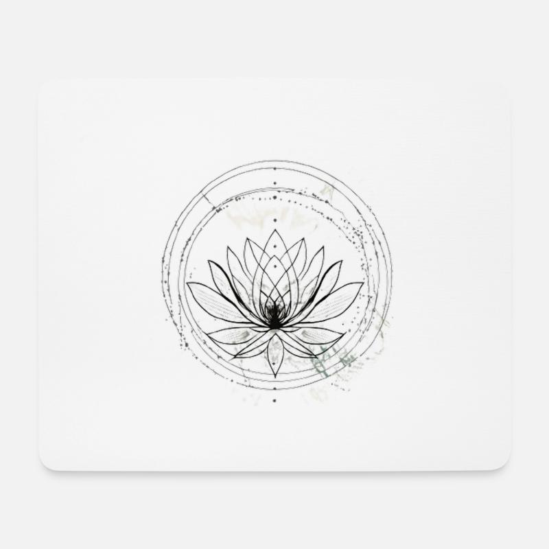 Lotus Mandala Schwarz Weiß - Mousepad (Querformat) - Weiß