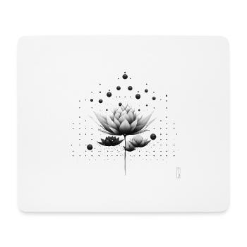 Schwarzweiß Lotus Nebeldesign - Mousepad (Querformat) - Weiß - Vorne