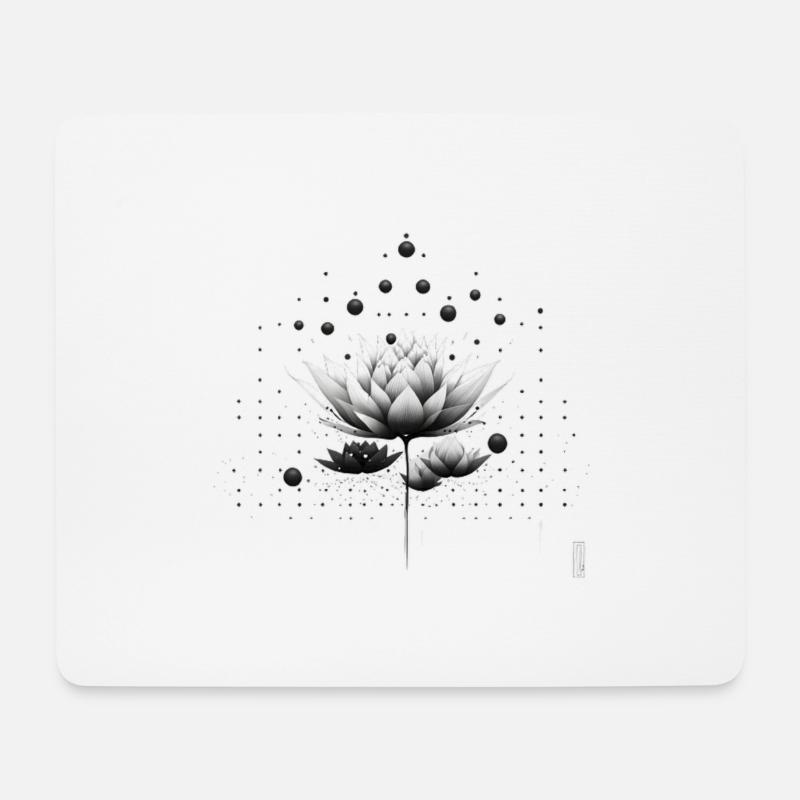 Schwarzweiß Lotus Nebeldesign - Mousepad (Querformat) - Weiß