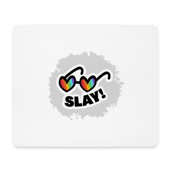 Regenbogenherz-Sonnenbrille SLAY - Mousepad (Querformat) - Weiß - Vorne