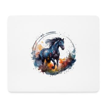 Imprimé de cheval au galop coloré - Tapis de souris (format paysage) - blanc - Devant