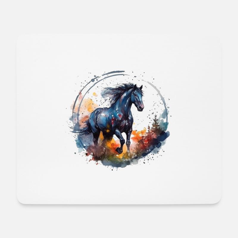 Farbenfroher Galoppierender Pferd-Druck - Mousepad (Querformat) - Weiß