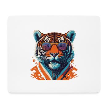 Wild und furchtlos: Retro Tiger T-Shirt - Mousepad (Querformat) - Weiß - Vorne