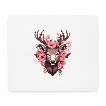 Roe Deer with Flowers Costumes Deer Head Deer Head - Mouse Pad (horizontal) - white - Front