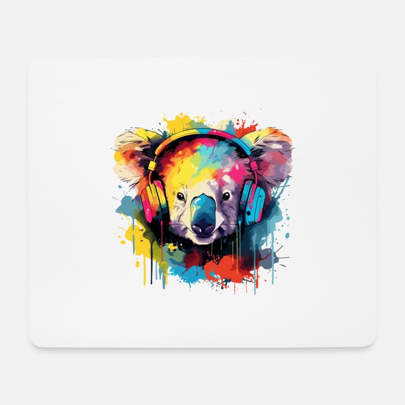 Koala mit Kopfhörer Musik Koala Bär - Mousepad (Querformat) - Weiß