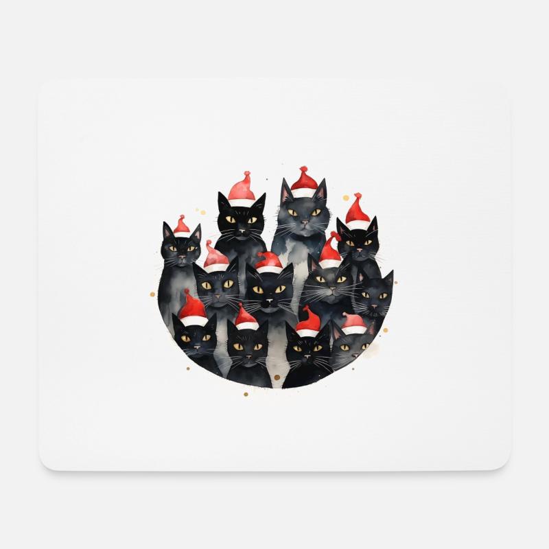 Aquarell Weihnachtskatzen - Mousepad (Querformat) - Weiß