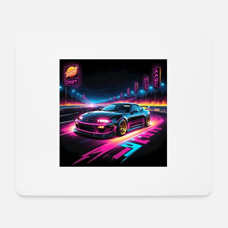 JDM Sportcar Tuning Neon Licht Drift - Mousepad (Querformat) - Weiß