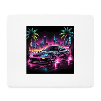 JDM sport voiture tuning ville palmiers néon lumière dérive - Tapis de souris (format paysage) - blanc - Devant